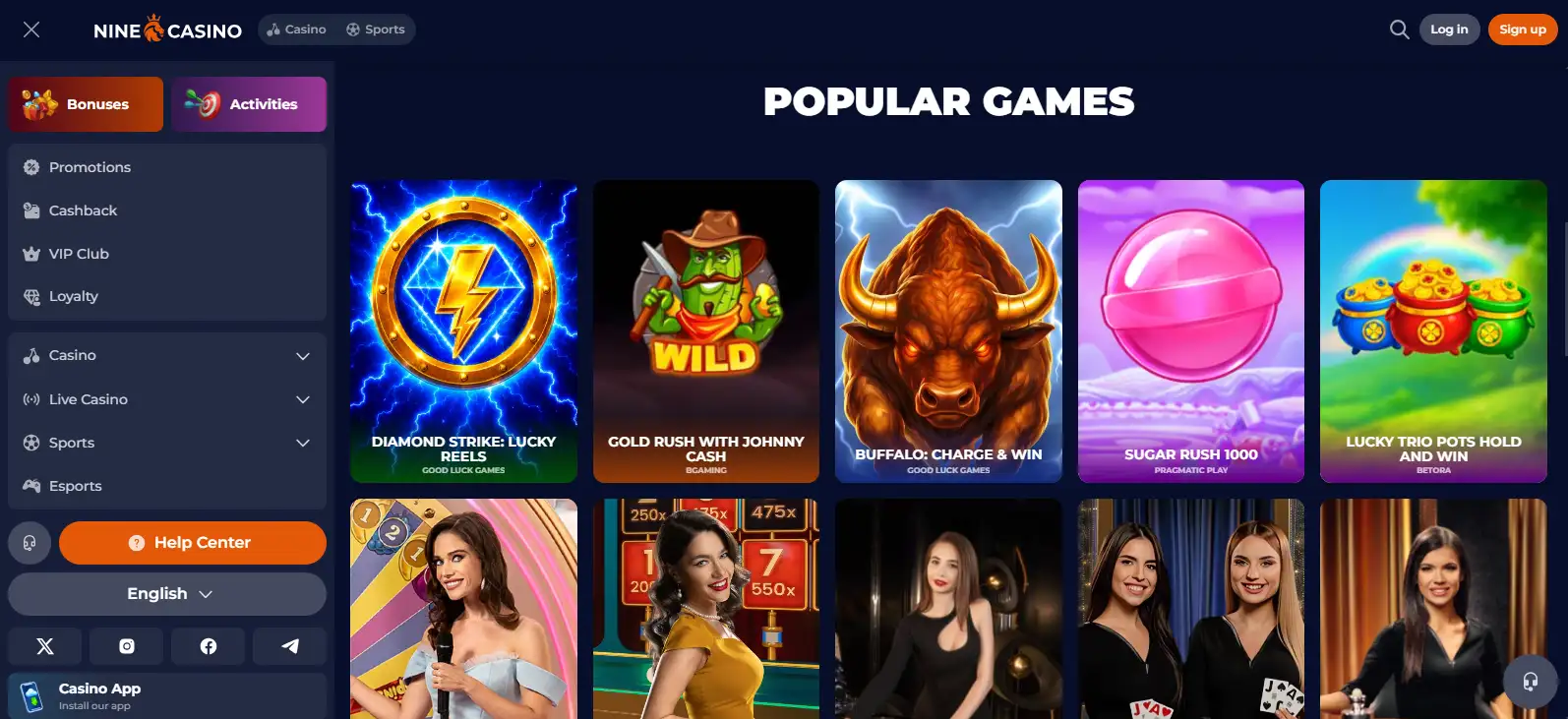 NineCasino Games: 5,000+ Slots, Table Games and Providers